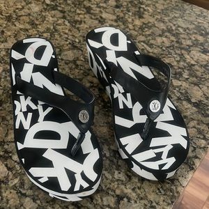 Donna Karan Black & White Flip Flops